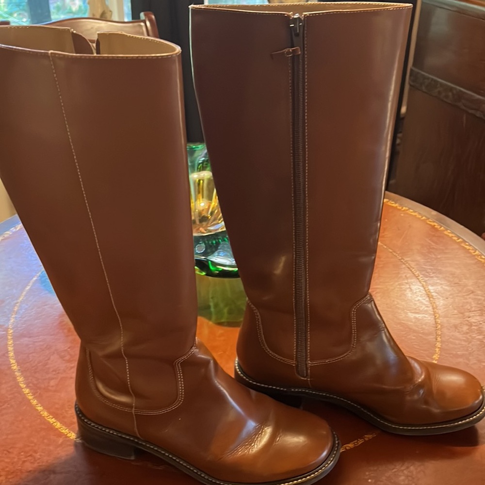 LL Bean caramel color leather boots, size 8.5